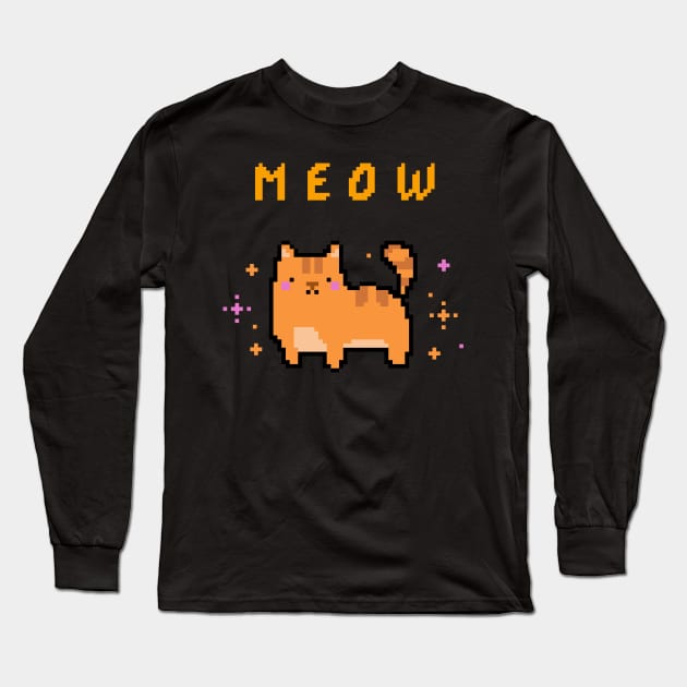 Retro 8-bit Cat Long Sleeve T-Shirt by Up 4 Tee